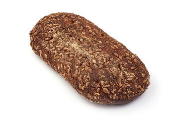 Homemade wholegrain rye bread, isolated on white background