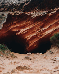 natural caves located on the coast with texture similar to that of natural canyones