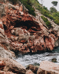 wave breaking in the cove of the Mediterranean coast
