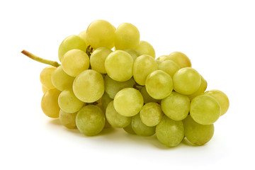 Fresh green grapes, isolated on white background