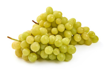 Fresh green grapes, isolated on white background