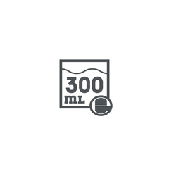 Liter l sign (l-mark) estimated volumes 300 milliliters (ml) Vector symbol packaging, labels used for prepacked foods, drinks different liters and milliliters. 300 ml vol single icon isolated on white