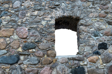 Window in stone wall, isolated