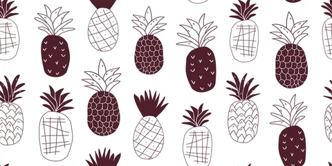 Aluminium Prints Pineapple Colorful minimalistic pineapples pattern