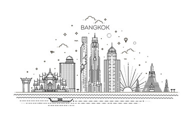 Thailand and attractions to Bangkok landmarks - obrazy, fototapety, plakaty