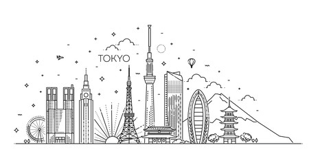 Tokyo architecture skyline illustration
