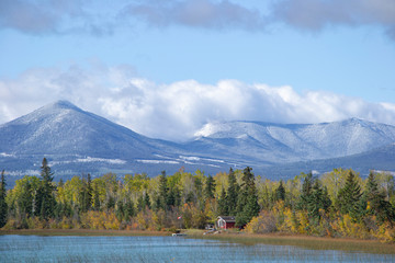 Autumn Lake Cottage Canadian Flag