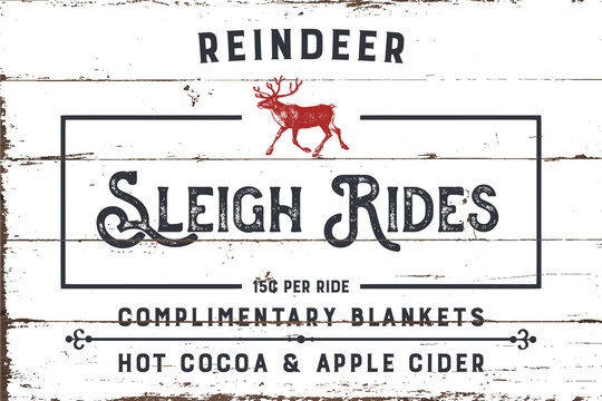 Reindeer Sleigh Rides Sign With Shiplap Design