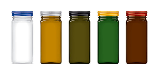 Set of Colored Glass Jar. 