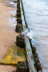 Remains of a wooden military fortification on a river island