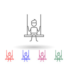 Swing, siblings multi color icon. Simple thin line, outline vector of family life icons for ui and ux, website or mobile application