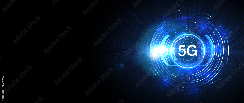 Poster 5g new wireless internet wifi connection. big data binary code flow numbers. global network high spe