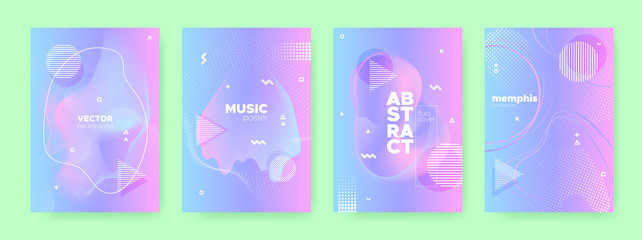 Neon Fluid Poster. Fantasy Hologram Gradient. 