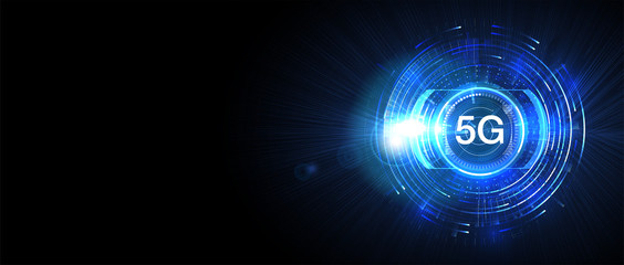 5G new wireless internet wifi connection. Big data binary code flow numbers.  Global network high speed innovation connection data rate technology vector illustration