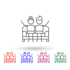 Sofa, family multi color icon. Simple thin line, outline vector of family life icons for ui and ux, website or mobile application