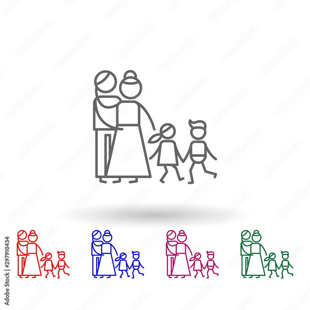Poster parenthood, children multi color icon. simple thin line, outline vector of family life icons for ui 