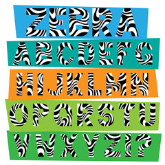 Set of Zebra Stripes letters. Vector graphic alphabet symbols.