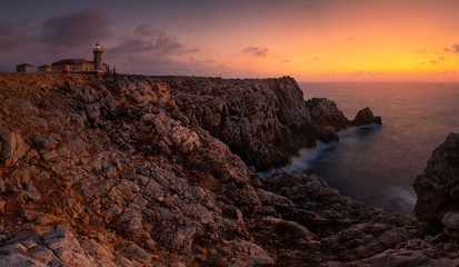 Punta Nati lighthouse area at west coast from Menorca Island, Spain.