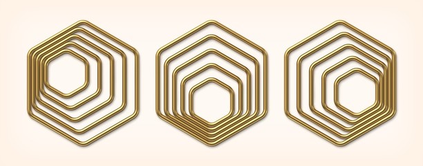 Set of abstract golden hexagonal frames