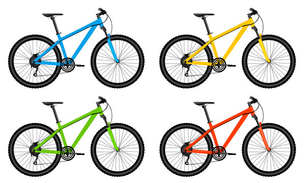 Set of bicycles. Colorful bikes vector