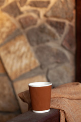 eco paper plate dish fork on old wooden table