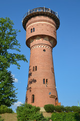 Old brick water tower. Giżycko, Masuria, Poland. 
