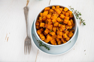 Sweet Potato Cooked and Served with Fresh Herbs