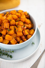 Sweet Potato Cooked and Served with Fresh Herbs
