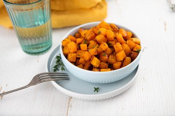 Sweet Potato Cooked and Served with Fresh Herbs