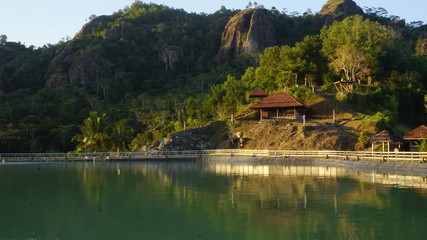 beautiful view of the Jogjakarta reservoir in the afternoon