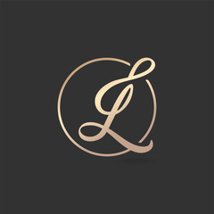 Calligraphic 'L&G' logo combination. Elegant vector illustration.