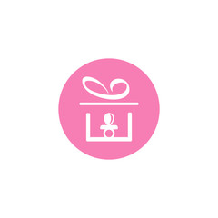 Baby nipple in a box. Abstract logo design. Vector image.
