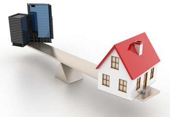 House choice and real estate concepts, original 3d rendering