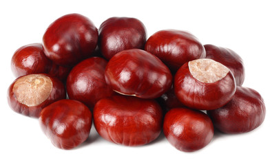 chestnuts isolated on a white background. Healthy