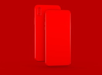 New smartphone with blank screen isolated Flat 3d