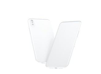 New smartphone with blank screen isolated Flat 3d