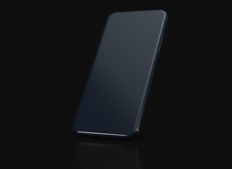 New smartphone with blank screen isolated Flat 3d