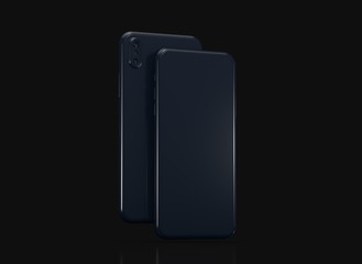 New smartphone with blank screen isolated Flat 3d