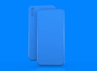 New smartphone with blank screen isolated Flat 3d
