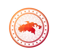 Flat low poly stamp of Saint John. Polygonal Saint John badge. Trendy vector logo of the island.