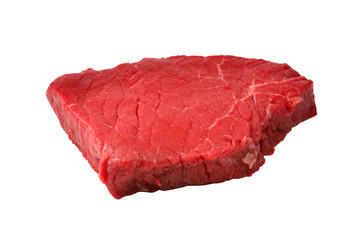 Beef steak isolated on white background.