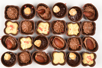 Mix of tasty chocolate candy collection.