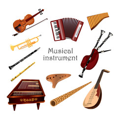 Musical instruments set icons. Illustration isolated on white background - Vector