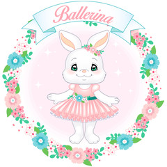 Little cute ballerina bunny princess of the ballet