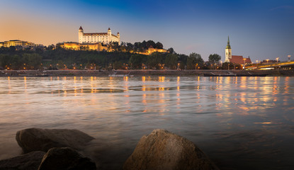 View of bratislava Castle in the evening. Capital of Slovakia.