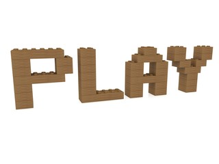 Play concept on wood toy bricks