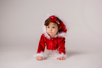 baby Santa on white background