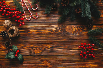 Cristmas background with traditional decor elements