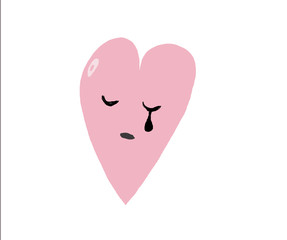 pink heart crying