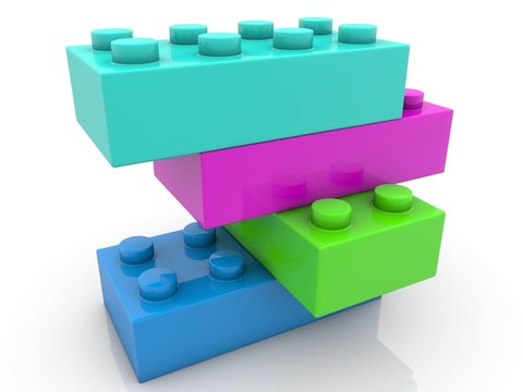 Tower of colorful toy bricks 